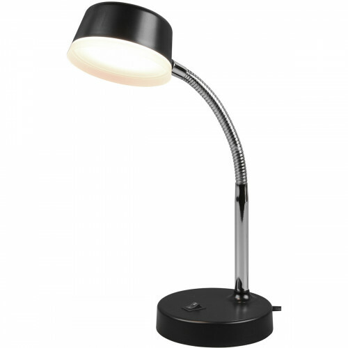 Lampe de bureau LED - Trion Kiki - 4W - Blanc Chaud 3000K - Rond - Mat Noir - Plastique
