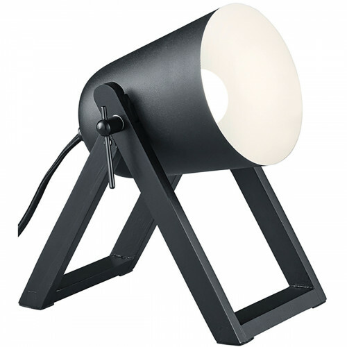 Lampe de Table LED - Éclairage de Table - Trion Maryla - Douille E27 - Rond - Mat Noir - Bois