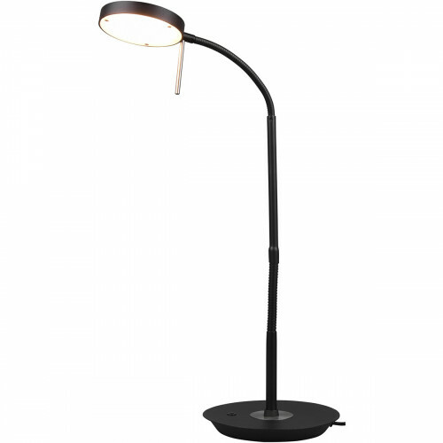 Lampe de Table LED - Trion Monzino - 12W - Couleur de lumière ajustable - Dimmable - Rond - Mat Noir - Aluminium