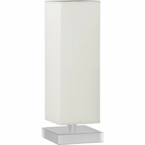 Lampe de Table LED - Trion Piti - Douille E14 - Dimmable - Carré - Mat Nickel/Blanc - Aluminium/Textile