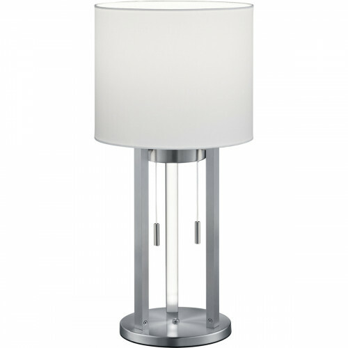 Lampe de Table LED - Trion Tondira - 6W - Blanc Chaud 3000K - Douille E27 - 4-lumières - Rond - Mat Nickel - Aluminium/Textile