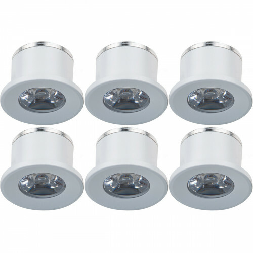 Éclairage de Spot de Véranda LED 6 Pack - 1W - Blanc Neutre 4000K - Encastré - Rond - Mat Blanc - Aluminium - Ø31mm