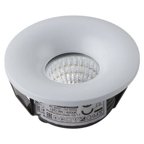 Éclairage de Spot de Véranda LED - Rond Encastré 3W - Blanc Neutre 4200K - Mat Blanc Aluminium - Ø48.5mm