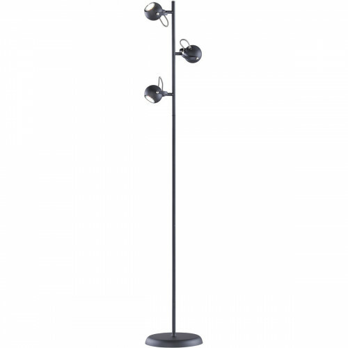 Lampadaire LED - Trion Bosty - Douille GU10 - 3-lumières - Rond - Mat Noir - Aluminium