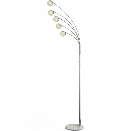Lampadaire LED - Trion Chiso - 15W - Blanc Chaud 3000K - 5-lumières - Rond - Chrome Brillant - Aluminium