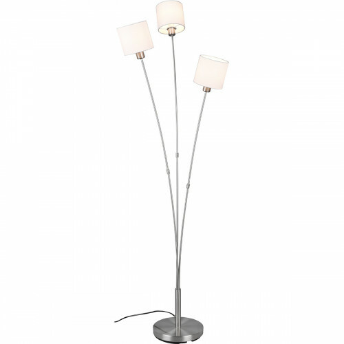 Lampadaire LED - Trion Torry - Douille E14 - 3-lumières - Rond - Mat Nickel - Aluminium - Max. 40W