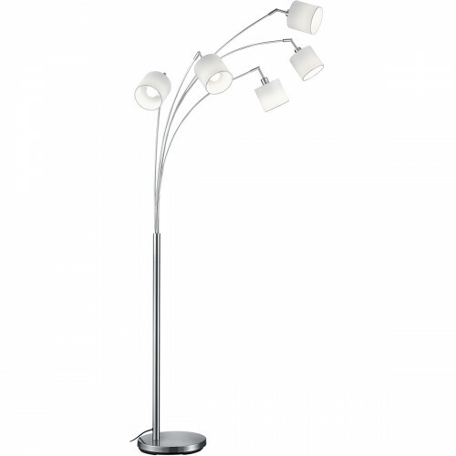 Lampadaire LED - Trion Torry - Douille E14 - 5-lumières - Rond - Mat Nickel - Aluminium - Max. 28W