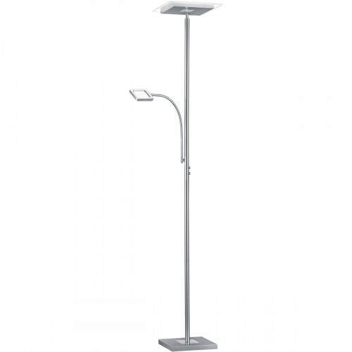 Lampadaire LED - Trion Wickan - 22W - Blanc Chaud 3000K - 2-lumières - Dimmable - Carré - Mat Nickel - Aluminium