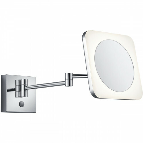 Miroir de maquillage LED - Miroir de Rasage - Trion Vistas - Carré - 3x Grossissement - Interrupteur On/Off - 3W - Blanc Chaud 3000K
