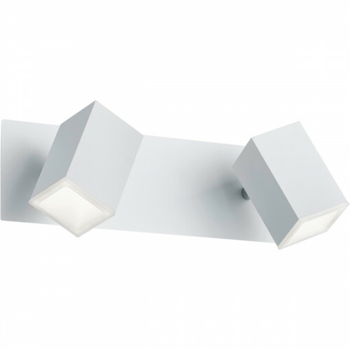 Spot Applique LED - Trion Laginos - 12W - Blanc Chaud 3000K - 2-lumières - Dimmable - Rectangle - Mat Blanc - Aluminium