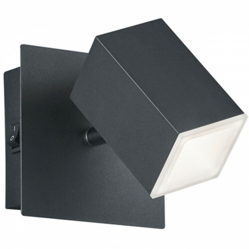 Spot Applique LED - Trion Laginos - 8W - Blanc Chaud 3000K - 1-lumière - Dimmable - Carré - Mat Noir - Aluminium