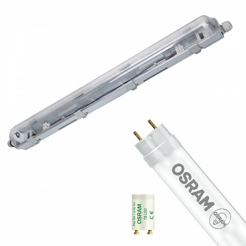 Réglette étanche LED avec tube T8 - Velvalux Strela - 60cm - Simple - Connectable - Étanche IP65 - OSRAM - SubstiTUBE Value EM 830 - 7.6W - Blanc Chaud 3000K | Remplace 18W