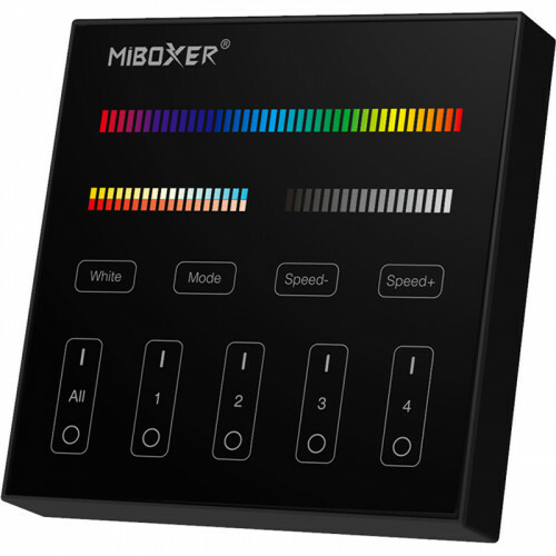 Mi-Light MiBoxer - Commande Murale Tactile Intelligente - RGB+CCT - 4 Zones - Mat Noir