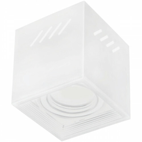 Spot de Plafond GU10 - Frino - En Saillie Carré - Blanc Brillant - Aluminium - Inclinable - 92mm