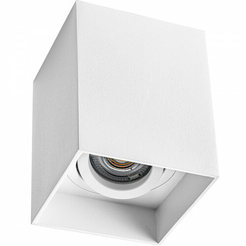 Spot de Plafond GU10 - Pragmi Luxina Pro - En Saillie Carré - Mat Blanc - Aluminium - Encastré - Inclinable - 90mm
