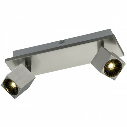 Spot de plafond LED - Trion Klipo - 12W - Blanc Chaud 3000K - 2-lumières - Rectangle - Mat Nickel - Aluminium - LEDs OSRAM