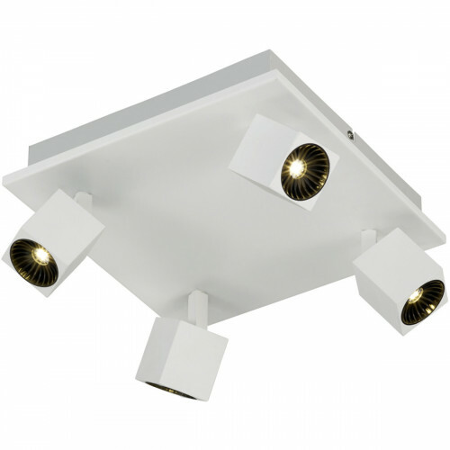 Spot de plafond LED - Trion Klipo - 24W - Blanc Chaud 3000K - 4-lumières - Carré - Mat Blanc - Aluminium - LEDs OSRAM