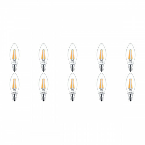 PHILIPS - Pack de 10 Lampes LED Filament - Classic LEDCandle 827 B35 CL - Douille E14 - Dimmable - 5W - Blanc Chaud 2700K | Remplace 40W