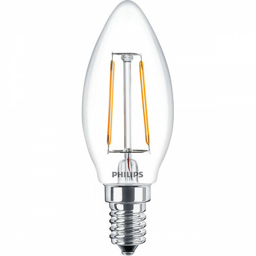 PHILIPS - Lampe LED Filament - Classic LEDCandle 827 B35 CL - Douille E14 - 2W - Blanc Chaud 2700K | Remplace 25W