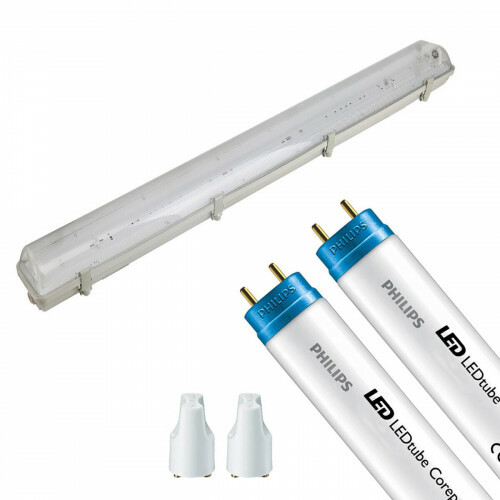 Réglette LED avec Tube T8 - Aigi Hari - 120cm Double - Philips - CorePro LEDtube EM 840 - 29W - Blanc Neutre 4000K | Remplace 72W
