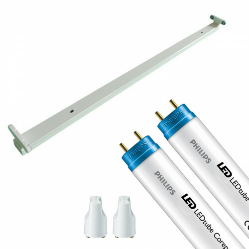Réglette LED avec Tube T8 - Aigi Dybolo - 150cm Double - Philips - CorePro LEDtube EM 865 - 40W - Blanc Froid 6500K | Remplace 116W