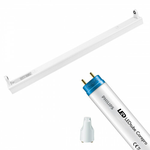 Réglette LED avec Tube T8 - Aigi Dybolo - 60cm Simple - Philips - CorePro LEDtube EM 865 - 8W - Blanc Froid 6500K | Remplace 18W
