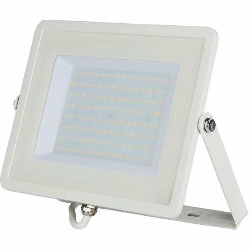 Projecteur LED 100 Watt - Viron Hisal - Blanc Froid 6400K - Étanche IP65 - Mat Blanc - Aluminium - LEDs SAMSUNG