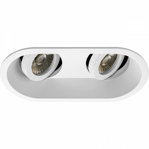 Support Spot GU10 - Pragmi Zano Pro - Spot Encastré GU10 - Double Ovale - Blanc - Aluminium - Inclinable - 185x93mm