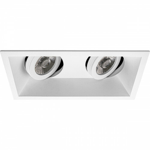 Support Spot GU10 - Pragmi Zano Pro - Spot Encastré GU10 - Double Rectangle - Blanc - Aluminium - Inclinable - 185x93mm