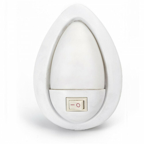 Lampe à Fiche - Lampe à Fiche avec Interrupteur On/Off - Aigi Woest - 1W - Blanc Froid 6500K - Ovale - Mat Blanc - Plastique