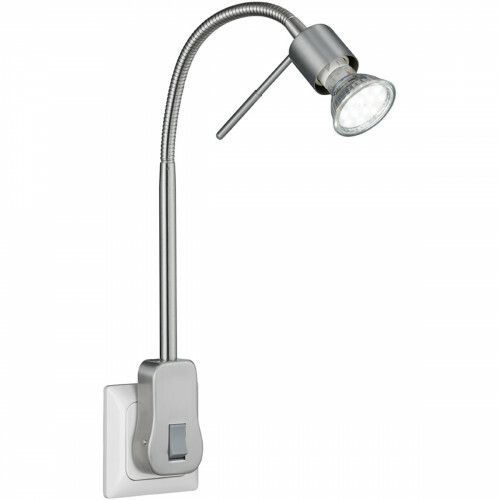 Lampe à Prise avec Interrupteur - Trion Loany - Douille GU10 - 5W - Blanc Chaud 3000K - Dimmable - Mat Nickel - Aluminium