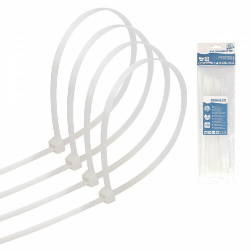 Attaches de Câble - Collier de serrage - Aigi Tie - 3.6x200mm - Blanc - 40 Pièces