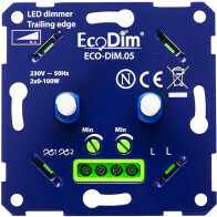 EcoDim - Double Variateur LED - ECO-DIM.05 - Variation de Phase en Aval RC - Double Variateur Encastré - Double Bouton - 0-100W