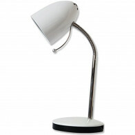 Lampe de bureau LED - Aigi Wony - Douille E27 - Bras Flexible - Rond - Blanc Brillant