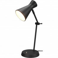 Lampe de bureau LED - Éclairage de Table - Trion Ewomi - Douille E27 - Rond - Mat Noir - Aluminium