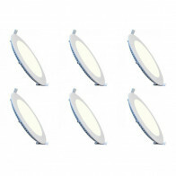 Pack Downlight LED Slim 6 - Rond Encastré 12W - Blanc Neutre 4200K - Mat Blanc Aluminium - Ø170mm