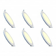 Pack Downlight LED Slim 6 - Rond Encastré 15W - Blanc Chaud 2700K - Mat Blanc Aluminium - Ø195mm