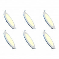 Pack Downlight LED Slim 6 - Rond Encastré 18W - Blanc Chaud 2700K - Mat Blanc Aluminium - Ø225mm