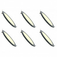 Pack Downlight LED Slim 6 - Rond Encastré 3W - Dimmable - Blanc Chaud 2700K - Mat Noir Aluminium - Ø83mm