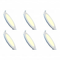 Pack Downlight LED Slim 6 - Rond Encastré 3W - Blanc Chaud 2700K - Mat Blanc Aluminium - Ø83mm