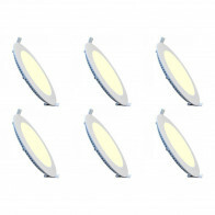 Pack Downlight LED Slim 6 - Rond Encastré 6W - Dimmable - Blanc Chaud 2700K - Mat Blanc Aluminium - Ø120mm
