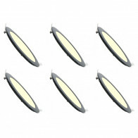 Pack Downlight LED Slim 6 - Rond Encastré 6W - Blanc Chaud 3000K - Mat Noir Aluminium - Ø120mm