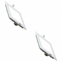 Pack Downlight LED Slim 2 - Carré Encastré 12W - Blanc Froid 6400K - Mat Blanc Aluminium - 170mm