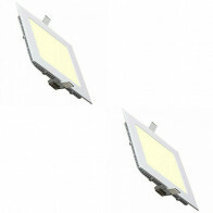 Pack Downlight LED Slim 2 - Carré Encastré 15W - Blanc Chaud 2700K - Mat Blanc Aluminium - 195mm