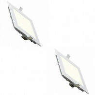 Pack Downlight LED Slim 2 - Carré Encastré 15W - Blanc Neutre 4200K - Mat Blanc Aluminium - 195mm