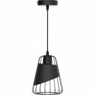 Suspension LED - Luminaire Suspendu - Aigi Pendin - Douille E27 - Cadre en Fer - Rétro - Classique - Noir - Aluminium