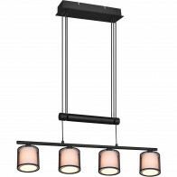 Suspension LED - Luminaire Suspendu - Trion Bidon - Douille E27 - 4-lumières - Rectangle - Mat Noir - Aluminium
