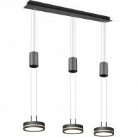 Suspension LED - Luminaire Suspendu - Trion Franco - 21.6W - 3-lumières - Blanc Chaud 3000K - Dimmable - Rond - Mat Anthracite - Aluminium