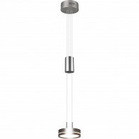 Suspension LED - Luminaire Suspendu - Trion Franco - 7.2W - 1-lumière - Blanc Chaud 3000K - Dimmable - Rond - Mat Nickel - Aluminium