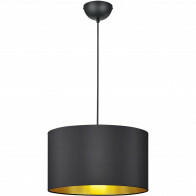 Suspension LED - Luminaire Suspendu - Trion Hostons - Douille E27 - Rond - Mat Noir - Textile